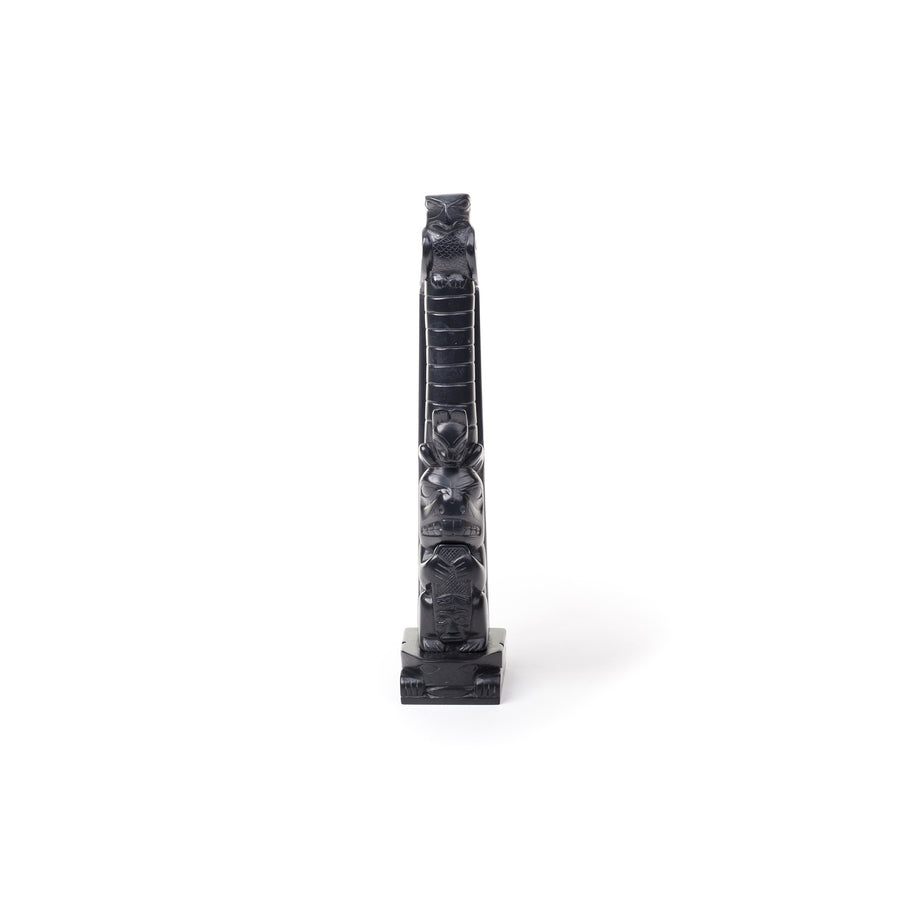 Eagle, Potlatch Hat Rings, Bear, Beaver, and Frog - Argillite Pole