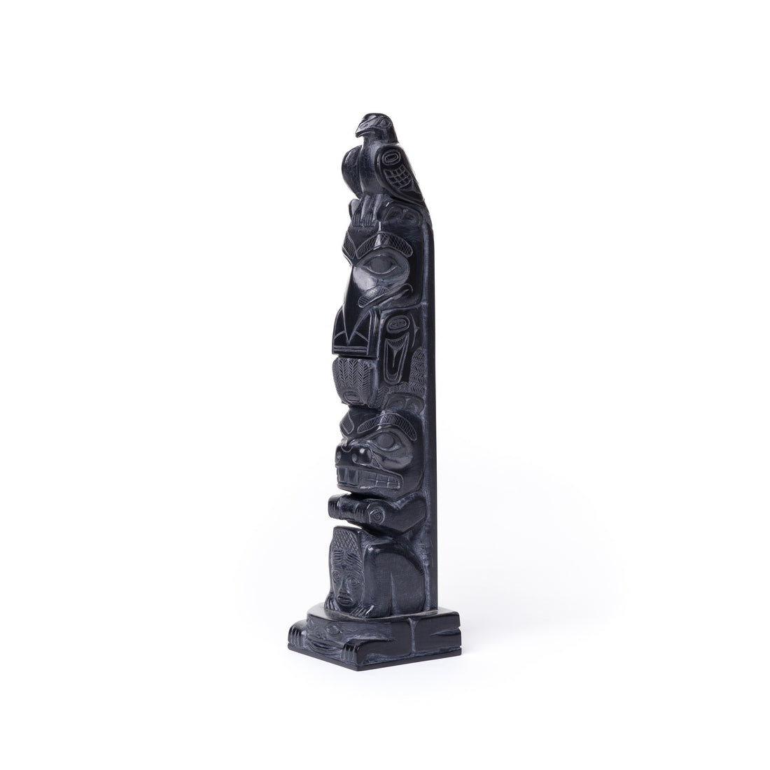 Eagle, Raven, Beaver, and Frog - Argillite Model Pole