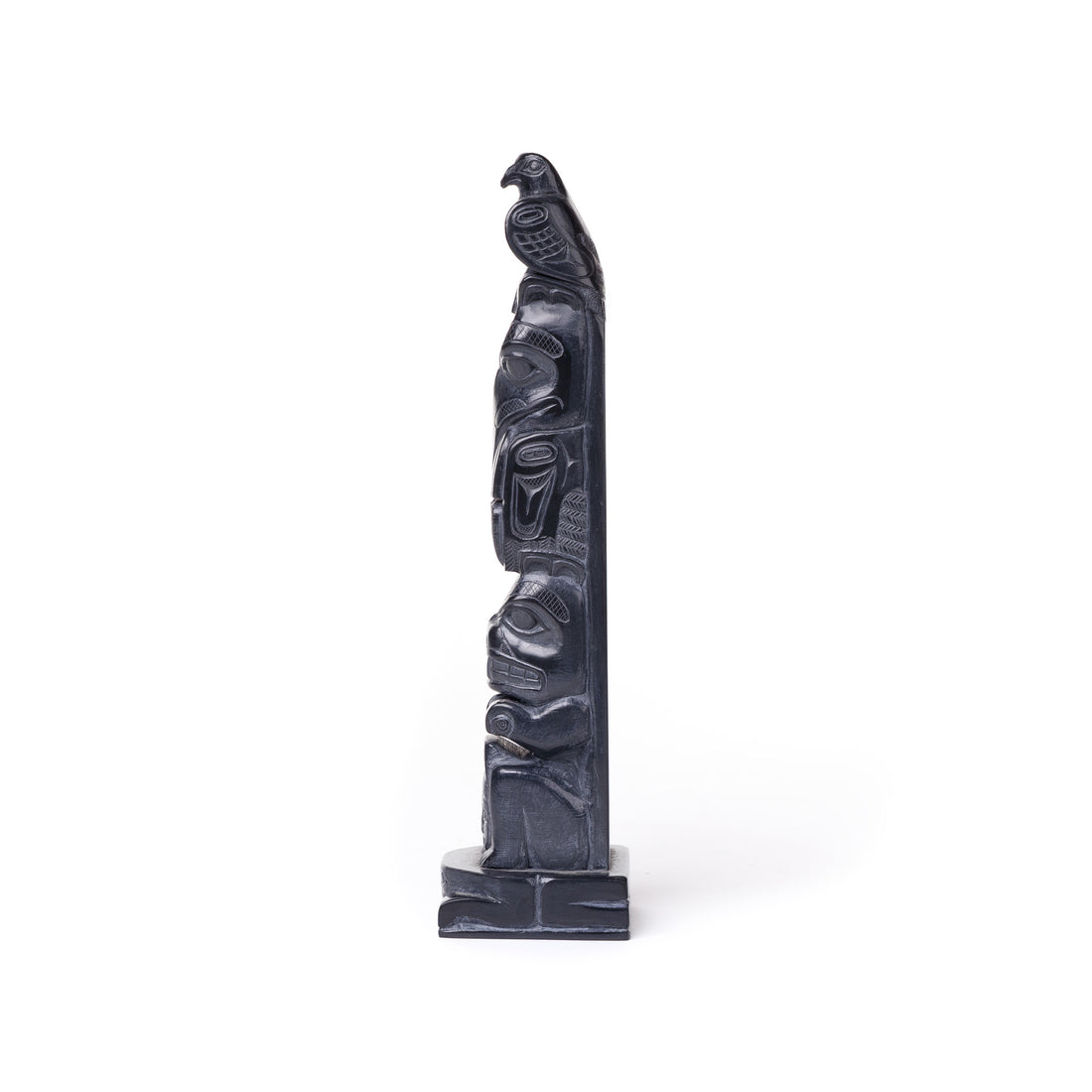Eagle, Raven, Beaver, and Frog - Argillite Model Pole
