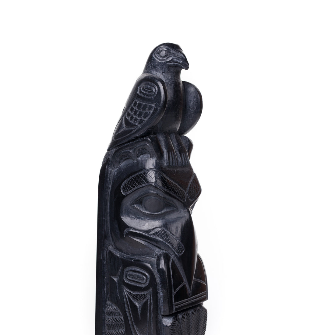 Eagle, Raven, Beaver, and Frog - Argillite Model Pole
