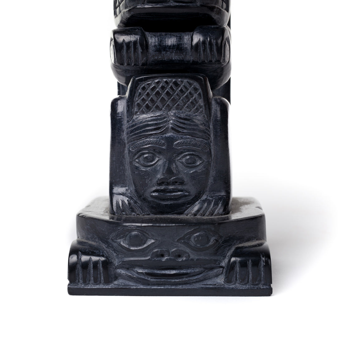 Eagle, Raven, Beaver, and Frog - Argillite Model Pole