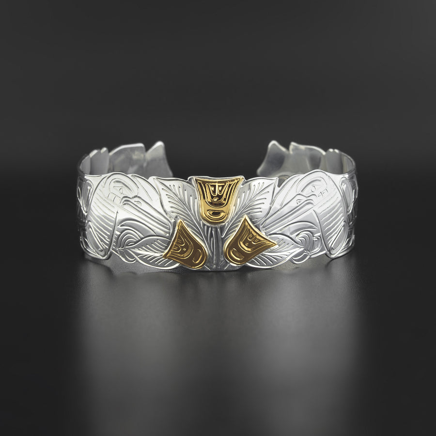 Hummingbirds - Silver Bracelet with 14k Gold