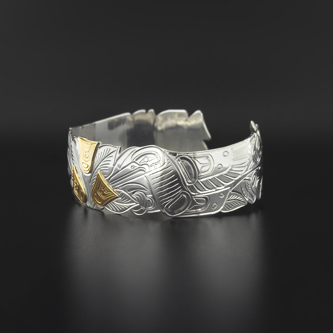 Hummingbirds - Silver Bracelet with 14k Gold