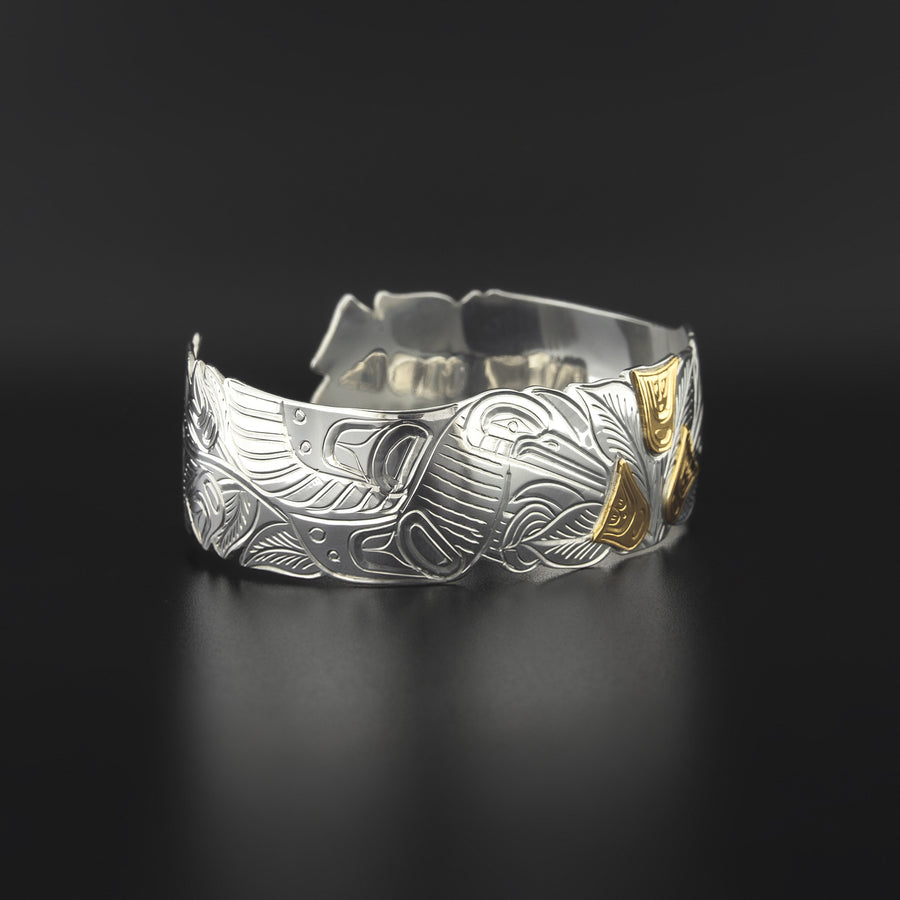 Hummingbirds - Silver Bracelet with 14k Gold