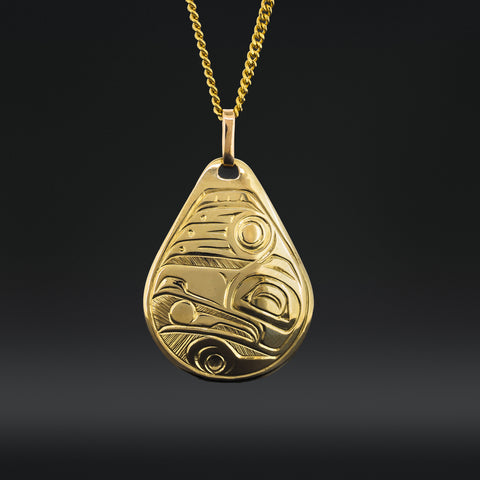 Raven and Light - 18k Gold Pendant