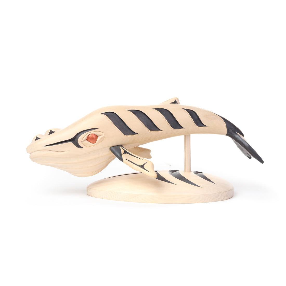 Humpback Whale - Yellow Cedar Sculpture on Stand