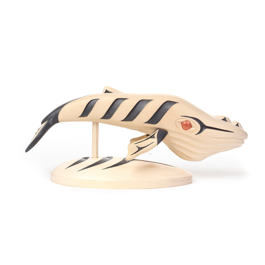 Humpback Whale - Yellow Cedar Sculpture on Stand