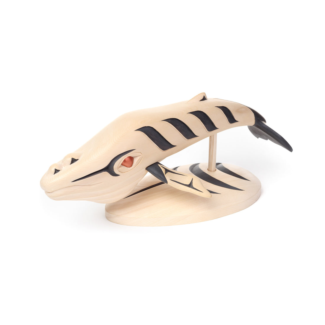 Humpback Whale - Yellow Cedar Sculpture on Stand