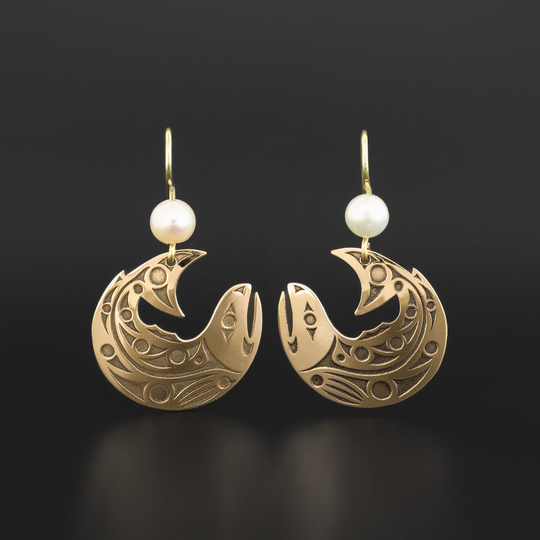 Salmon - 14k Gold Earrings with Freshwater Pearl