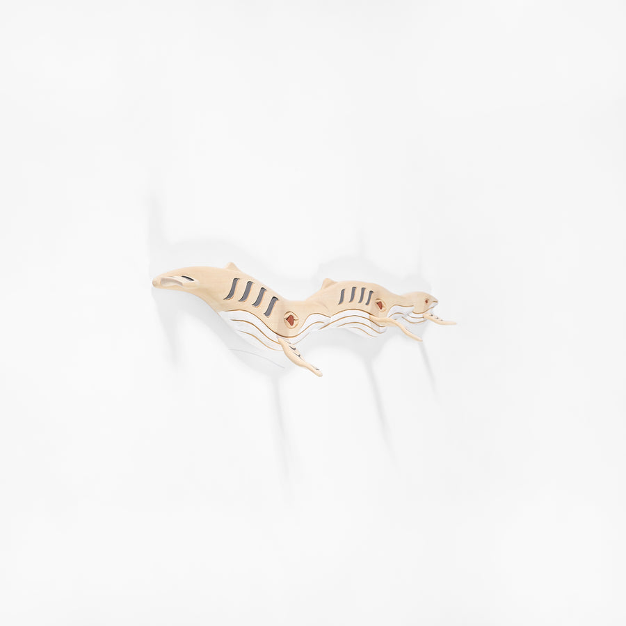 Humpback Whales - Yellow Cedar Wall Sculpture