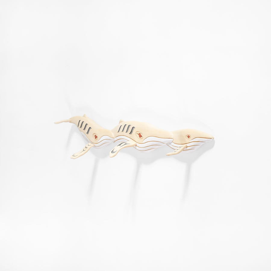 Humpback Whales - Yellow Cedar Wall Sculpture