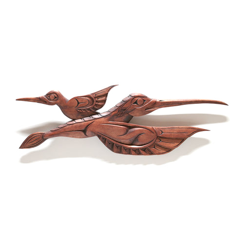 Hummingbirds - Yellow Cedar Carving