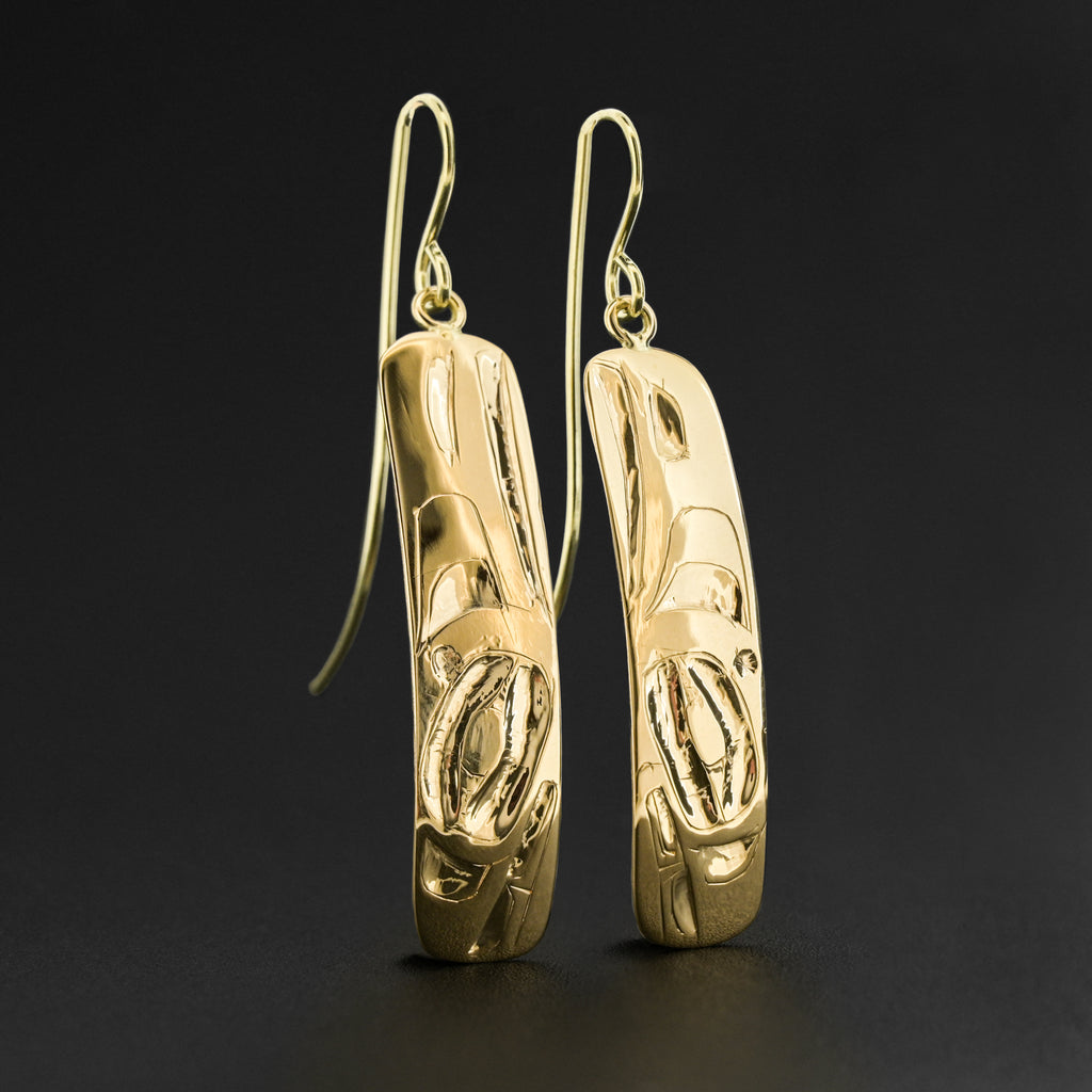 Raven-Finned Killerwhale - 18k Gold Earrings