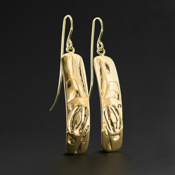 Raven-Finned Killerwhale - 18k Gold Earrings