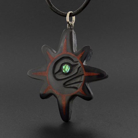 Sun - Argillite Pendant with Abalone