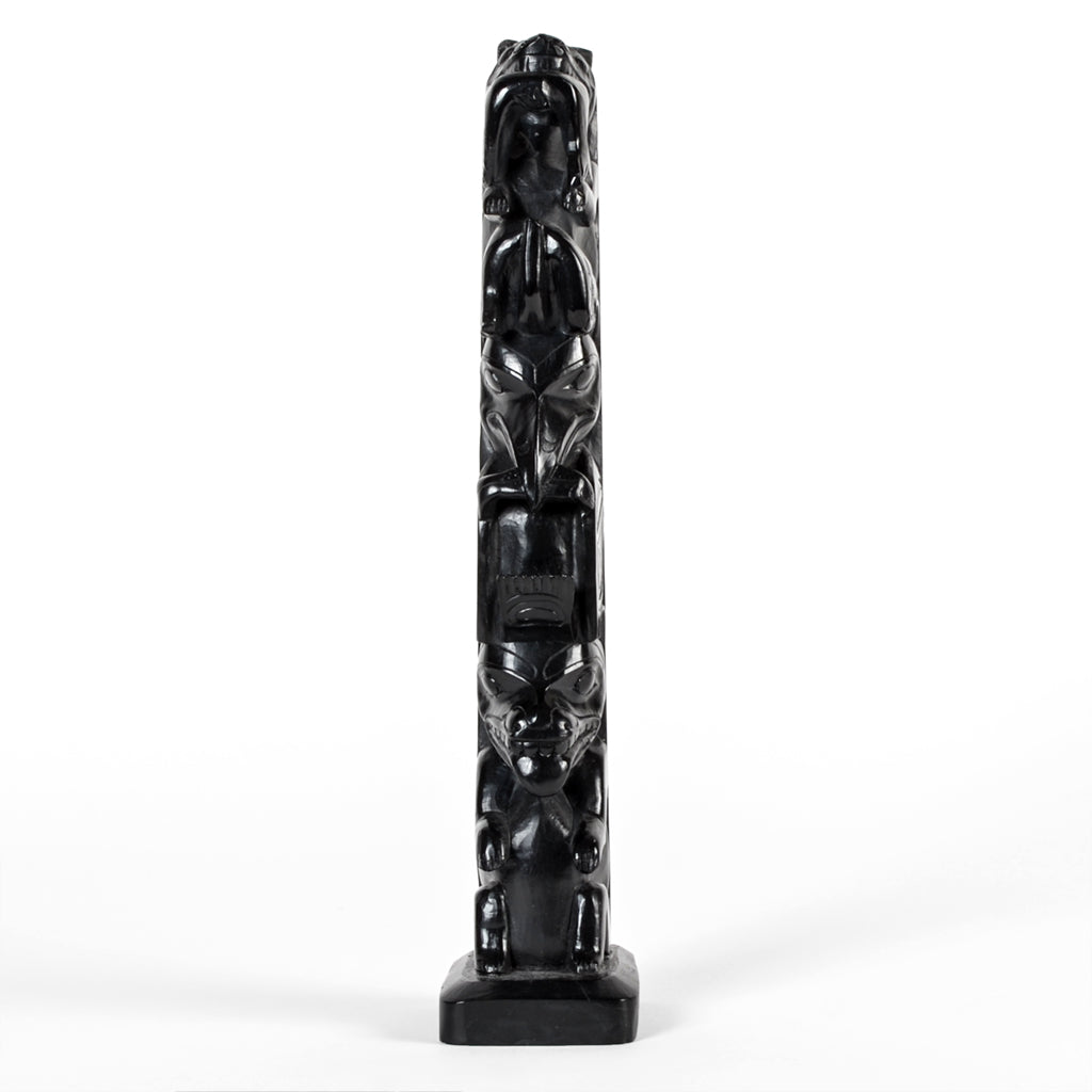 Wolf, Killerwhale, Raven, Bear - Argillite Pole