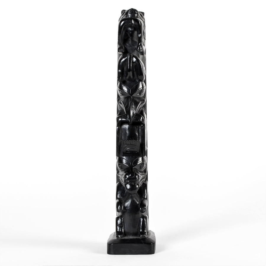 Wolf, Killerwhale, Raven, Bear - Argillite Pole