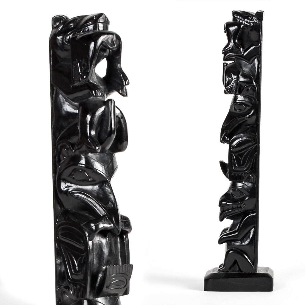 Wolf, Killerwhale, Raven, Bear - Argillite Pole