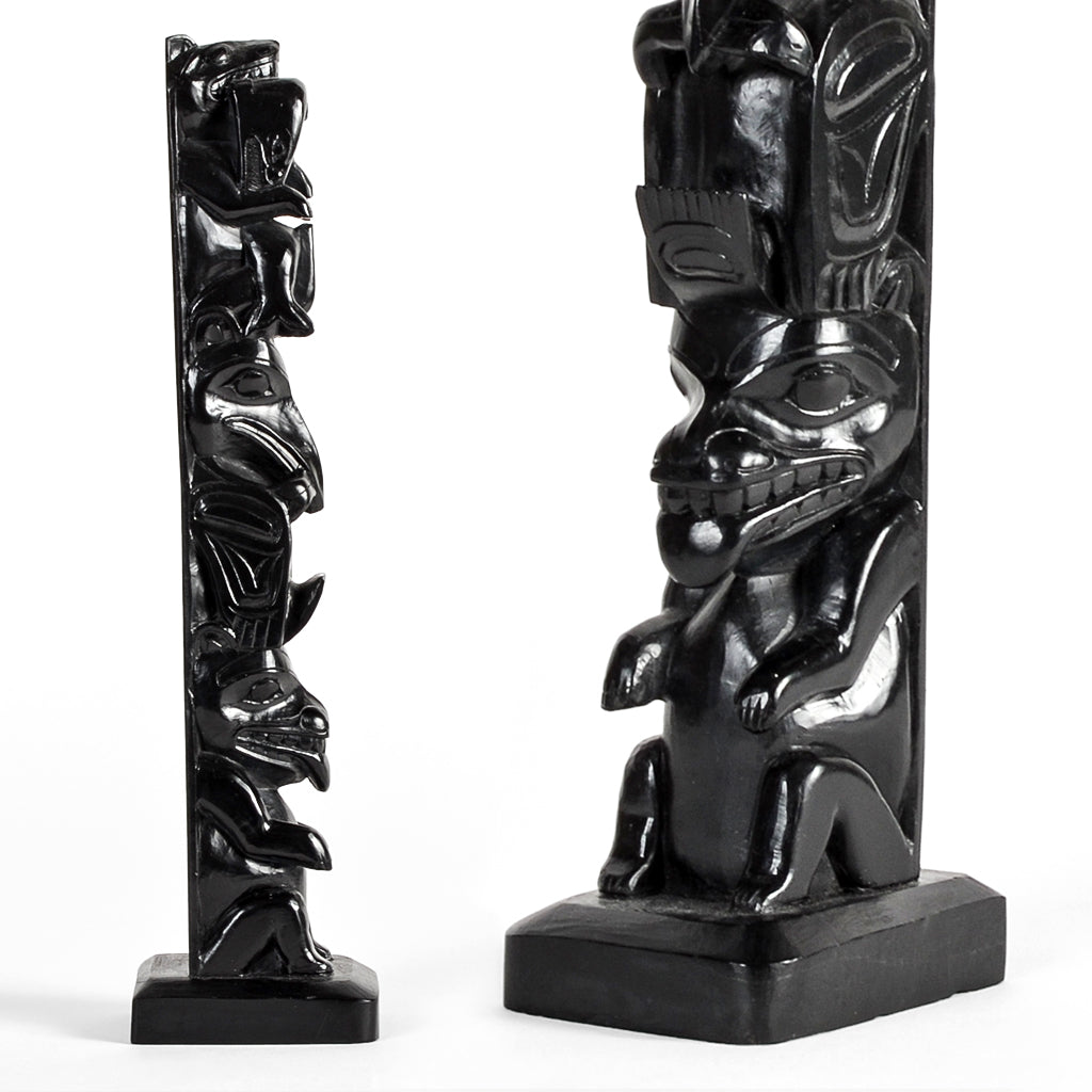 Wolf, Killerwhale, Raven, Bear - Argillite Pole