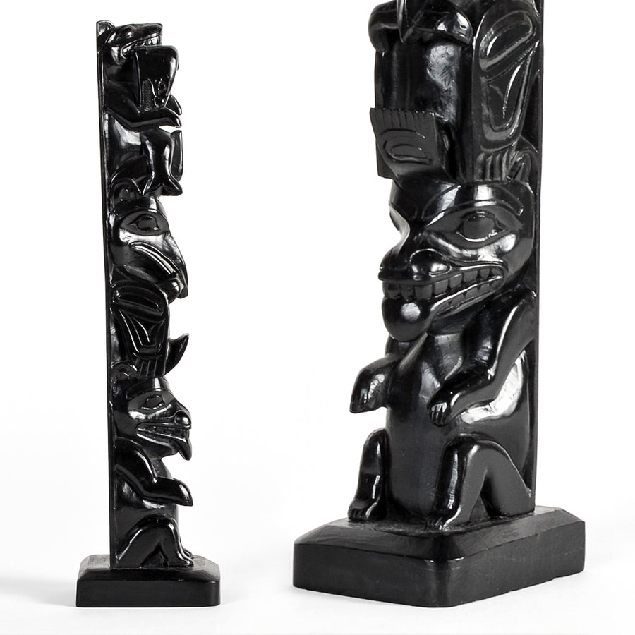 Wolf, Killerwhale, Raven, Bear - Argillite Pole