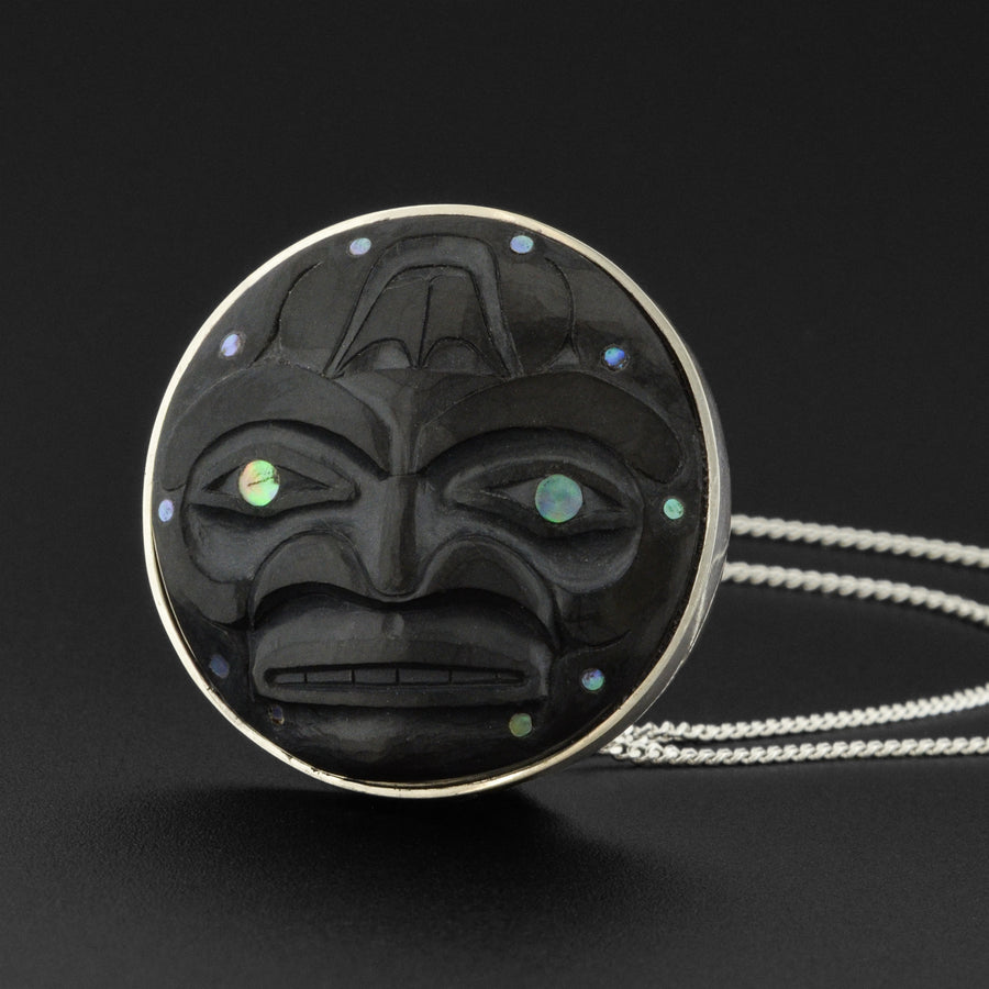 Moon - Argillite Pendant with Abalone