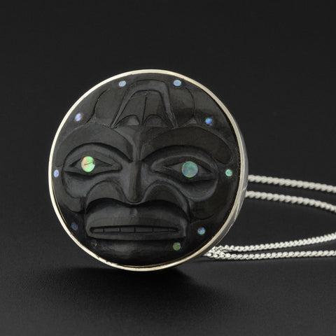 Moon - Argillite Pendant with Abalone