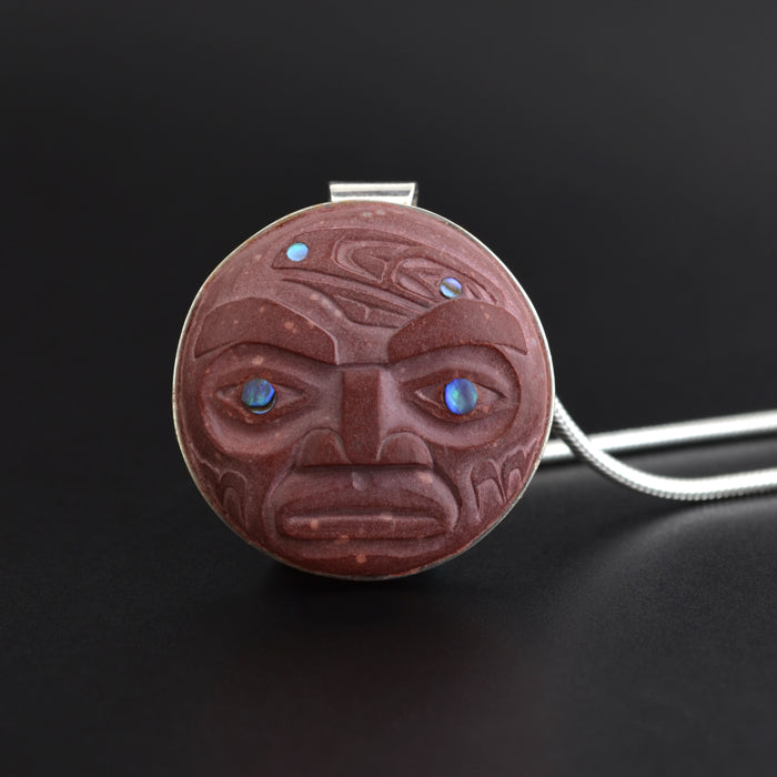 Moon - Catlinite and Silver Pendant