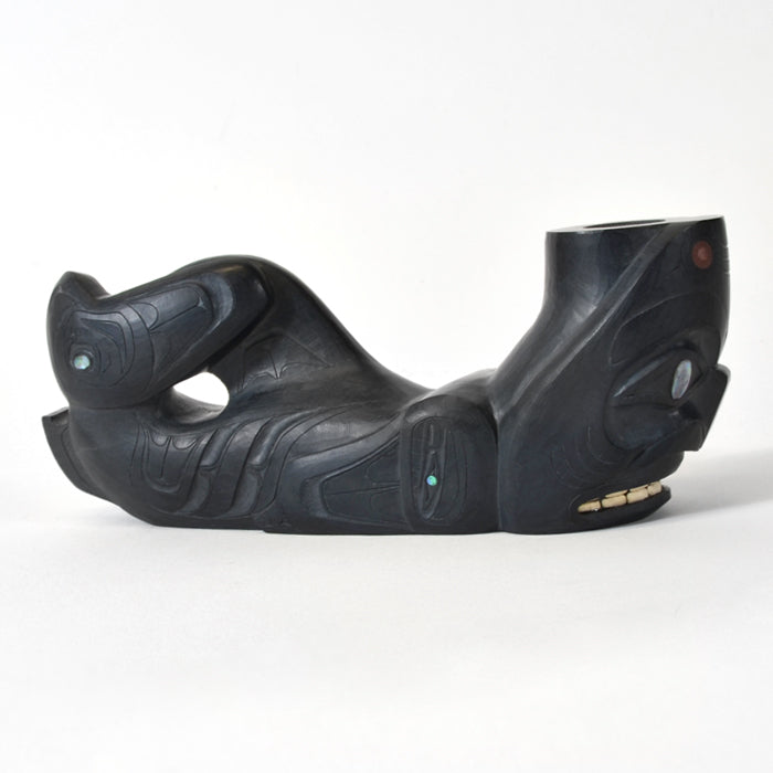 Dogfish - Argillite Pipe with Inlays