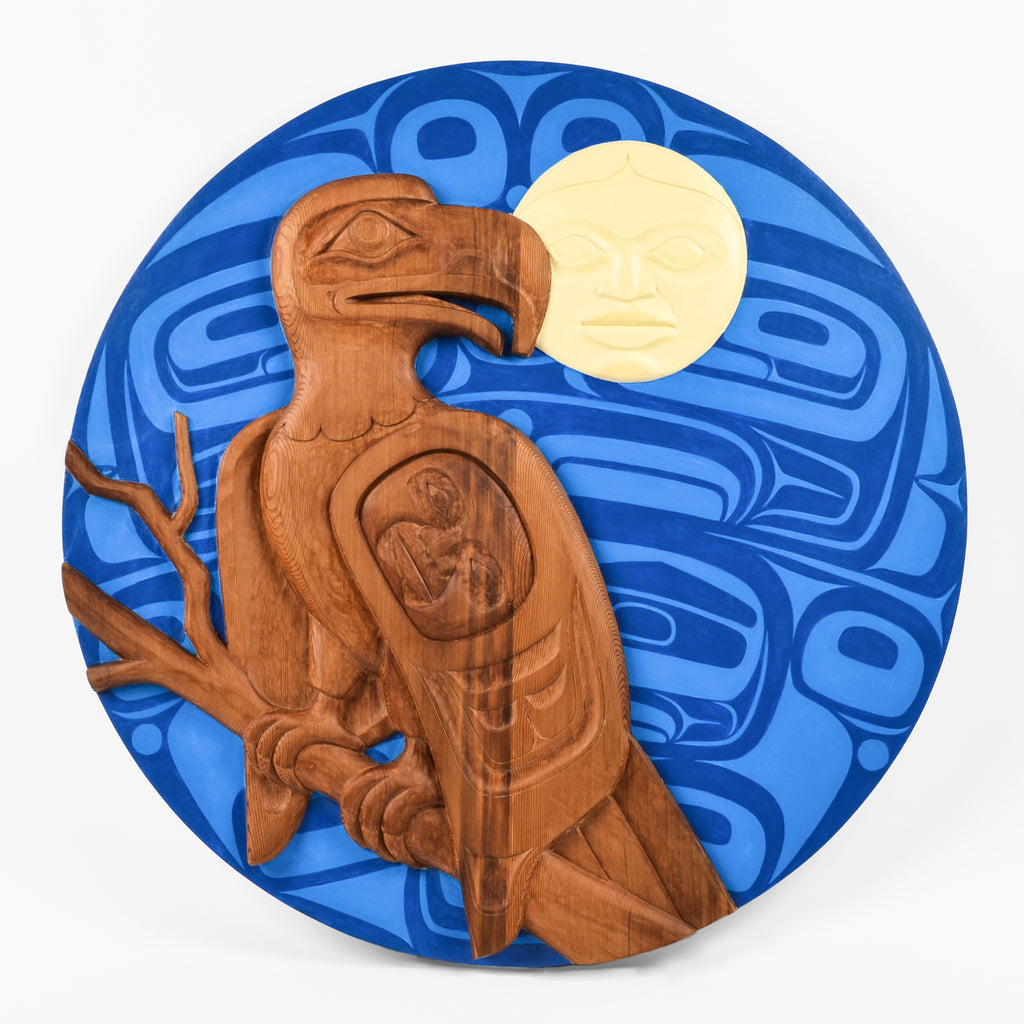 Eagle and Moon - Red Cedar Panel