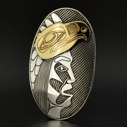Eagle Dancer - Silver Pendant with 14k Gold