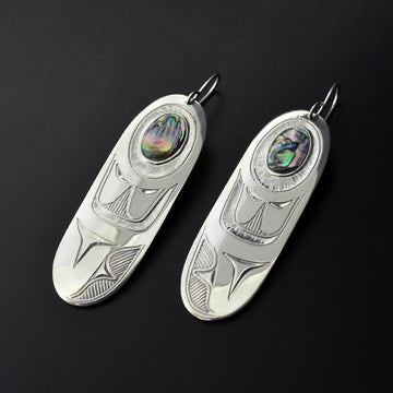 Orca Pectoral Fins - Silver Earrings with Abalone