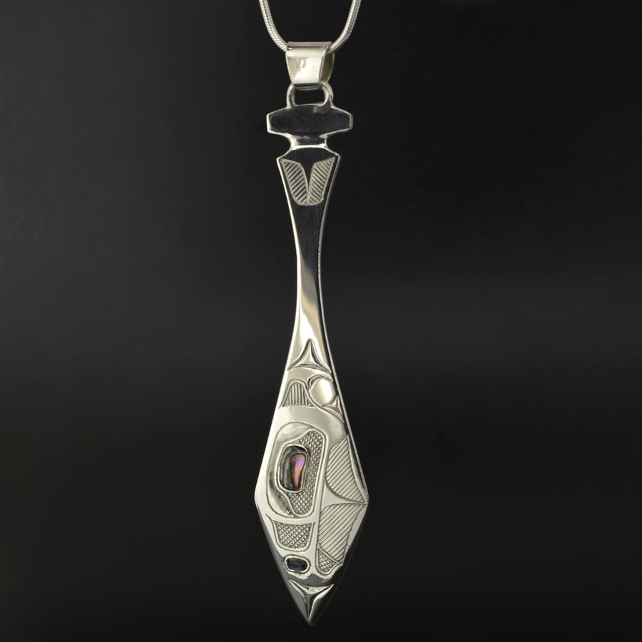 Killerwhale and Thunderbird - Silver Pendant with Abalone