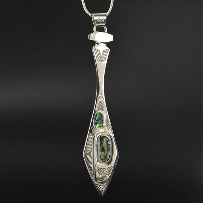 Killerwhale and Thunderbird - Silver Pendant with Abalone