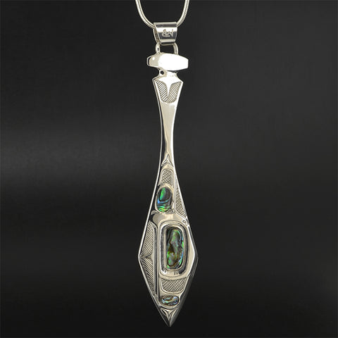 Killerwhale and Thunderbird - Silver Pendant with Abalone