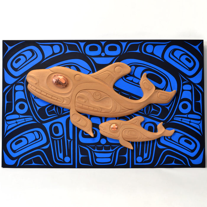 Mother and Child - Red Cedar Panel with Copper