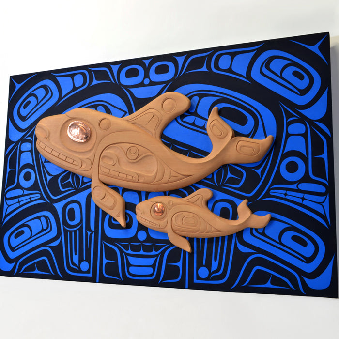 Mother and Child - Red Cedar Panel with Copper