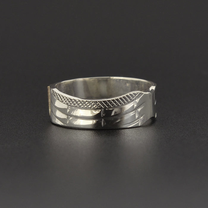 Wolf - Silver Ring with 14k Gold