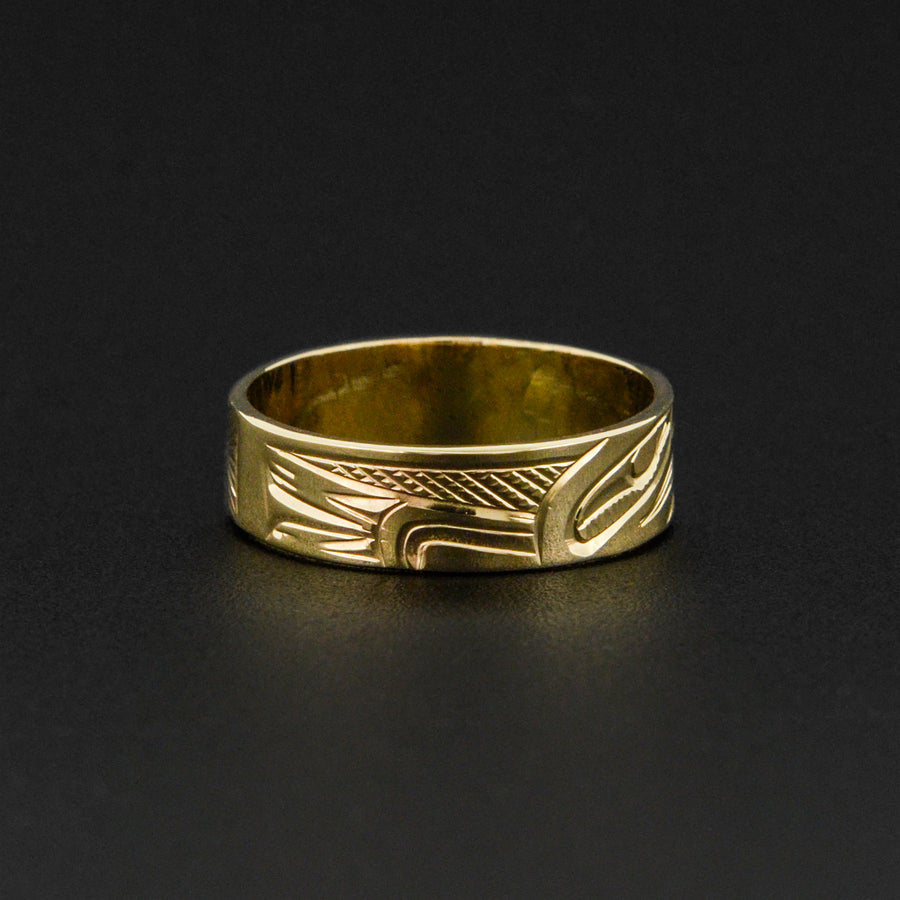 Eagle and Salmon - 14k Gold Ring