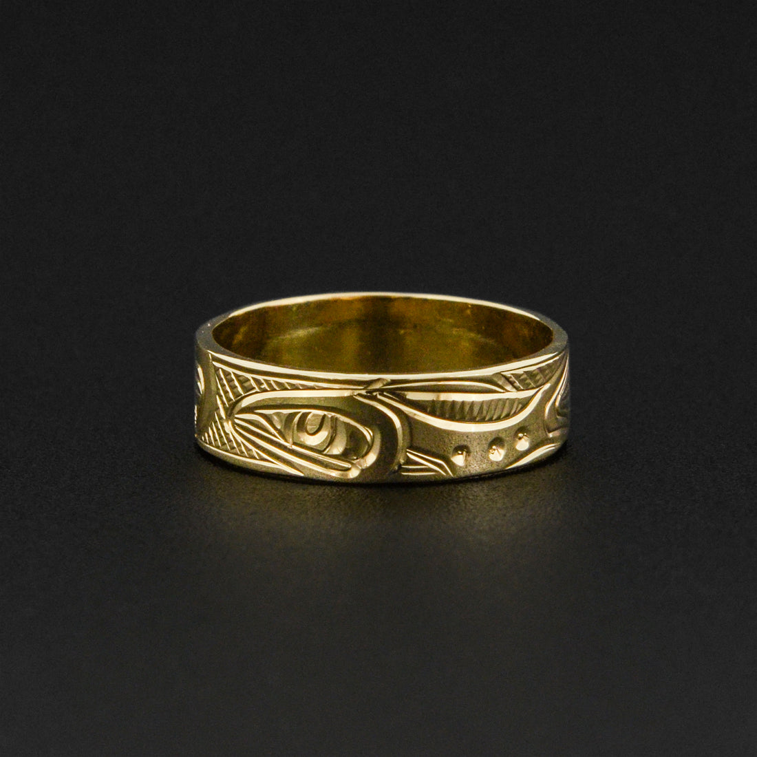 Eagle and Salmon - 14k Gold Ring