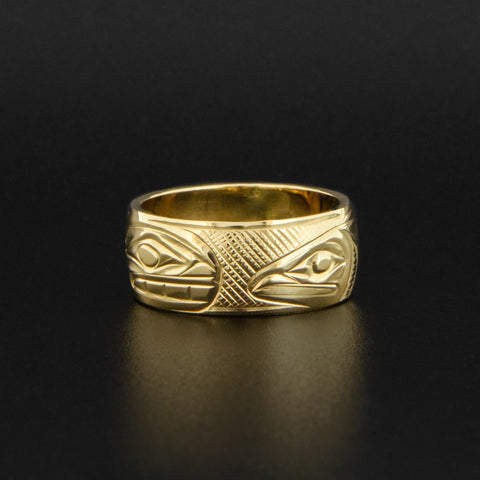 Whale and Salmon - 14k Gold Ring