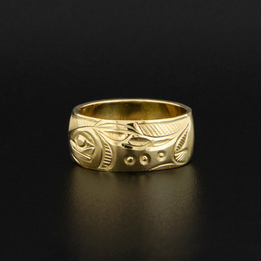 Whale and Salmon - 14k Gold Ring