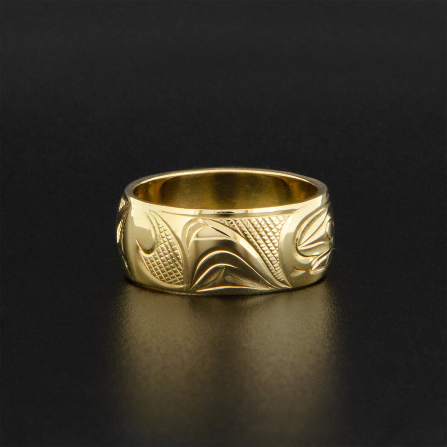 Whale and Salmon - 14k Gold Ring