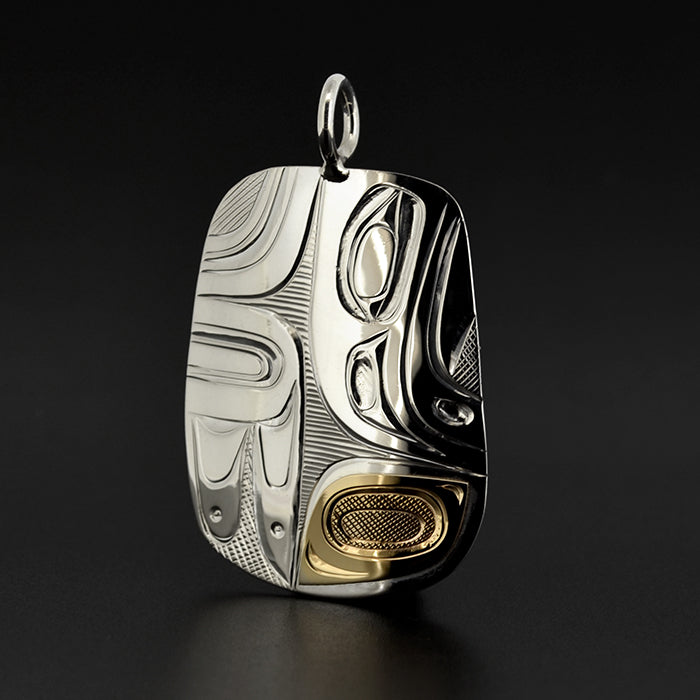 Raven - Silver Pendant with 14k Gold
