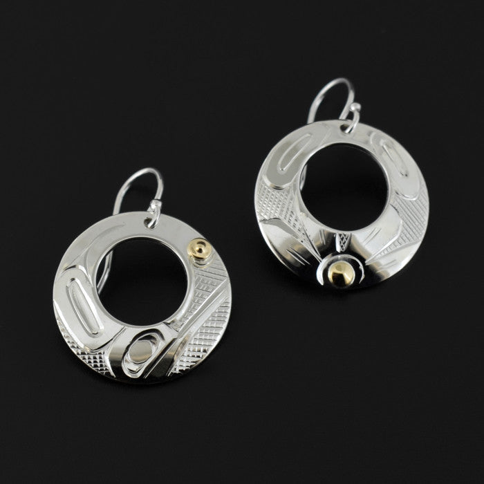 Hummingbird - Silver Earrings with 14k Gold