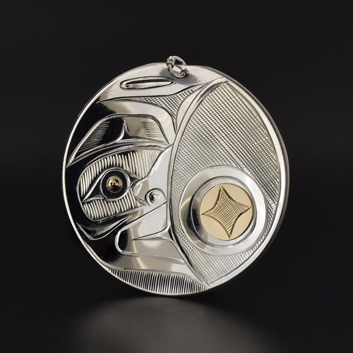 Moon - Silver Pendant with 14k Gold