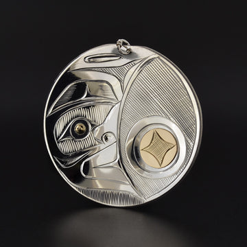 Moon - Silver Pendant with 14k Gold
