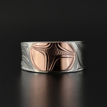 Ravens - Silver Ring with 14k Rose Gold
