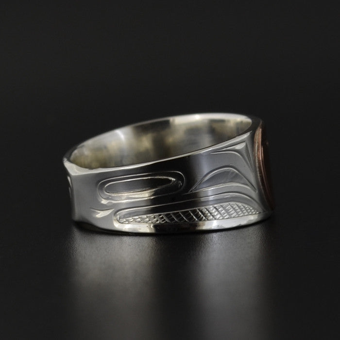 Ravens - Silver Ring with 14k Rose Gold