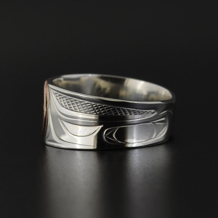 Ravens - Silver Ring with 14k Rose Gold