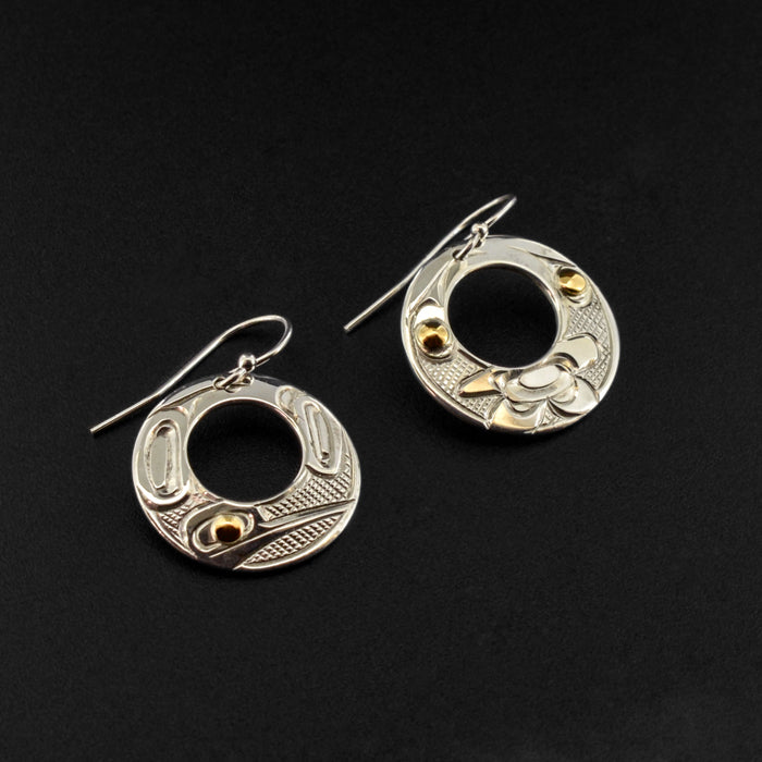 Hummingbird - Silver Earrings with 14k Gold